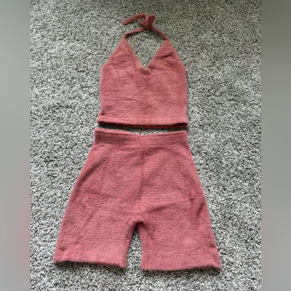 Whitney Simmons x Gymshark Eyelash Knit Halter Top and Shorts Set